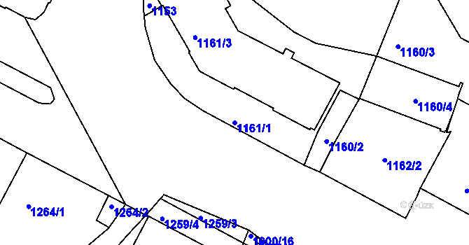 Parcela st. 1161/1 v KÚ Podolí, Katastrální mapa