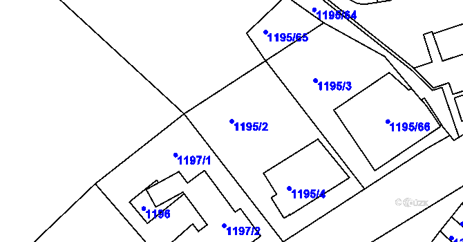 Parcela st. 1195/2 v KÚ Podolí, Katastrální mapa