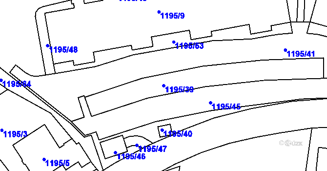 Parcela st. 1195/39 v KÚ Podolí, Katastrální mapa