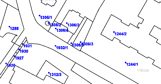 Parcela st. 1306/3 v KÚ Podolí, Katastrální mapa