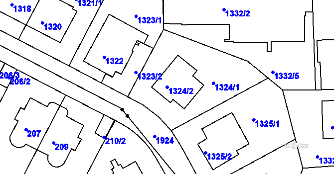 Parcela st. 1324/2 v KÚ Podolí, Katastrální mapa