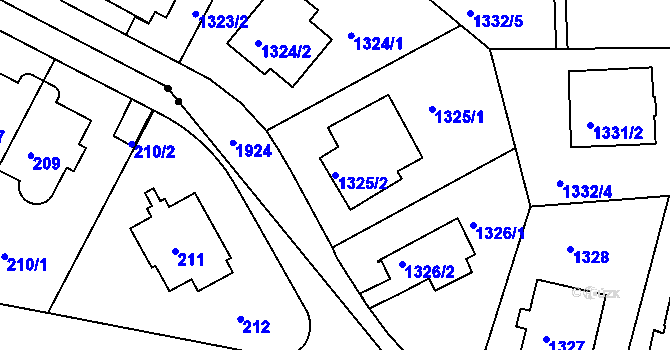 Parcela st. 1325/2 v KÚ Podolí, Katastrální mapa