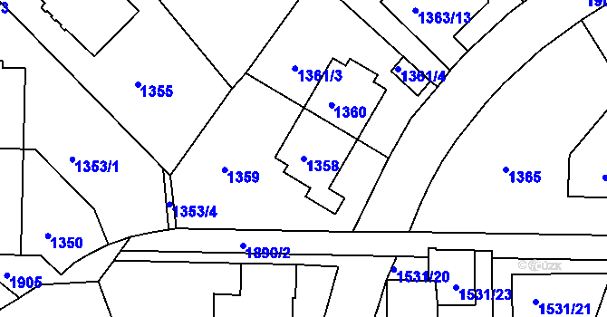 Parcela st. 1358 v KÚ Podolí, Katastrální mapa