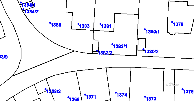 Parcela st. 1382/2 v KÚ Podolí, Katastrální mapa
