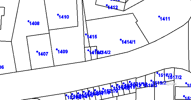 Parcela st. 1414/2 v KÚ Podolí, Katastrální mapa
