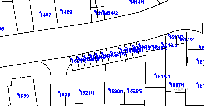 Parcela st. 1521/8 v KÚ Podolí, Katastrální mapa