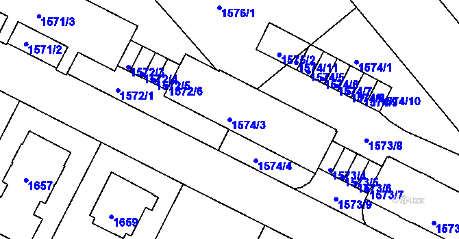 Parcela st. 1574/3 v KÚ Podolí, Katastrální mapa