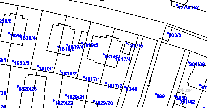 Parcela st. 1817/3 v KÚ Podolí, Katastrální mapa