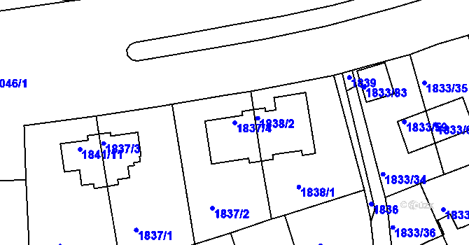 Parcela st. 1837/4 v KÚ Podolí, Katastrální mapa