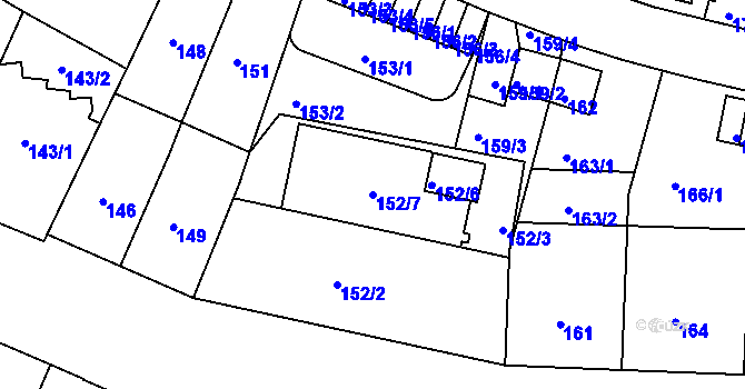 Parcela st. 152/7 v KÚ Podolí, Katastrální mapa