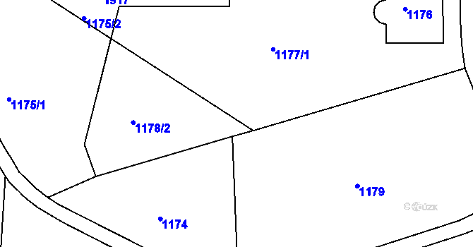 Parcela st. 1177/2 v KÚ Podolí, Katastrální mapa