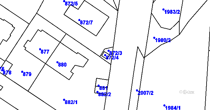 Parcela st. 872/4 v KÚ Podolí, Katastrální mapa
