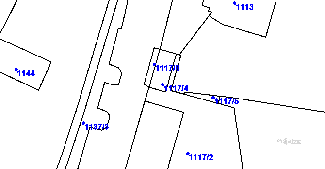 Parcela st. 1117/4 v KÚ Podolí, Katastrální mapa