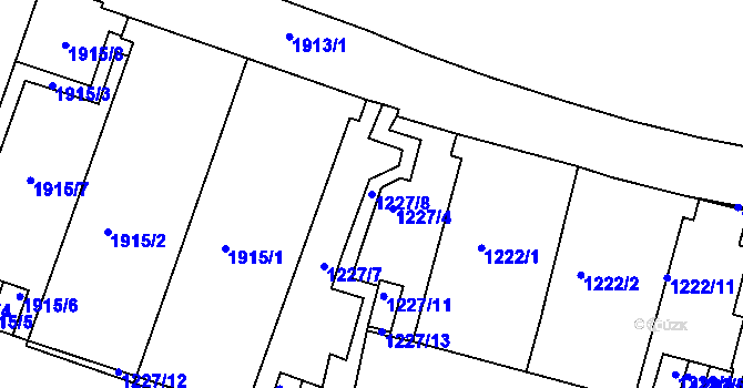 Parcela st. 1227/8 v KÚ Podolí, Katastrální mapa