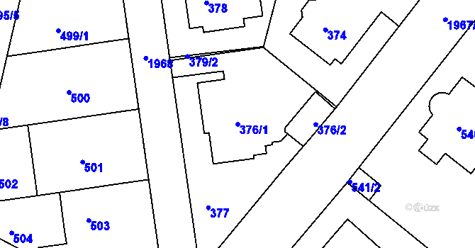 Parcela st. 376/1 v KÚ Podolí, Katastrální mapa