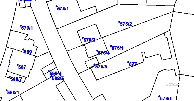 Parcela st. 575/4 v KÚ Podolí, Katastrální mapa
