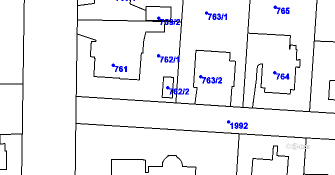 Parcela st. 762/2 v KÚ Podolí, Katastrální mapa
