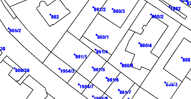 Parcela st. 861/4 v KÚ Podolí, Katastrální mapa