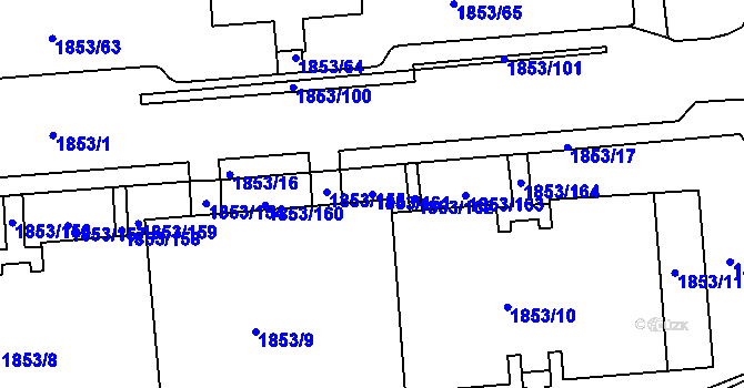 Parcela st. 1853/161 v KÚ Podolí, Katastrální mapa