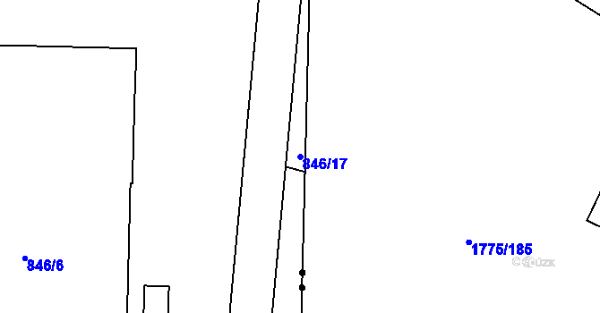 Parcela st. 846/17 v KÚ Podolí, Katastrální mapa