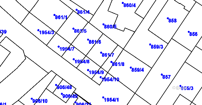 Parcela st. 861/7 v KÚ Podolí, Katastrální mapa