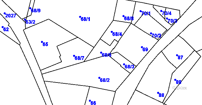 Parcela st. 68/6 v KÚ Podolí, Katastrální mapa