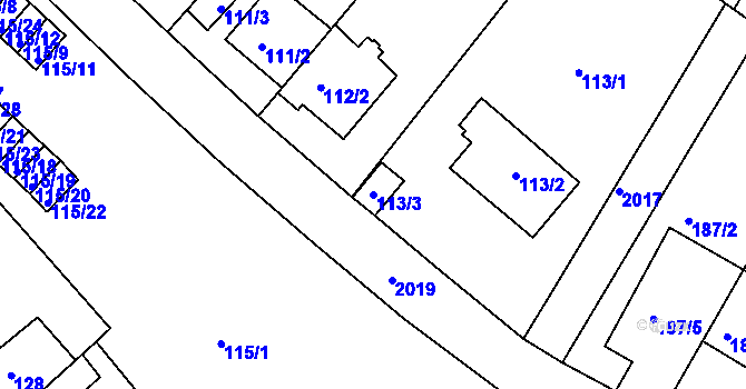Parcela st. 113/3 v KÚ Podolí, Katastrální mapa
