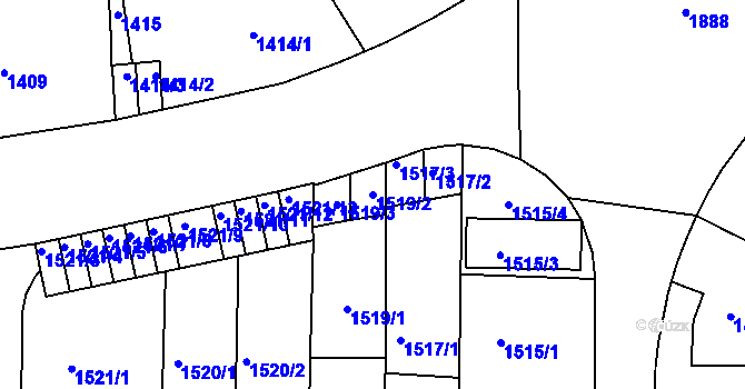 Parcela st. 1519/2 v KÚ Podolí, Katastrální mapa
