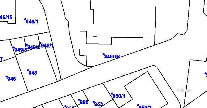 Parcela st. 846/18 v KÚ Podolí, Katastrální mapa