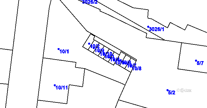 Parcela st. 10/3 v KÚ Nusle, Katastrální mapa