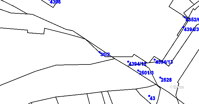 Parcela st. 30/2 v KÚ Nusle, Katastrální mapa