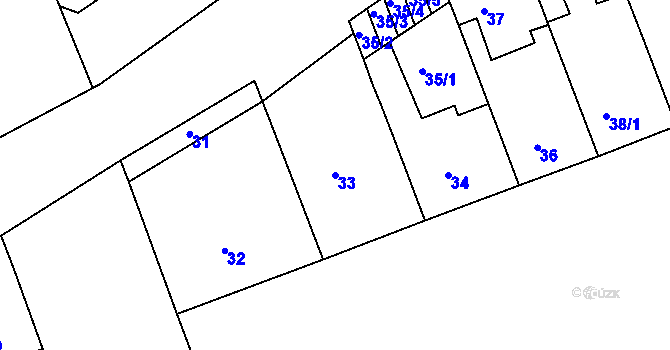 Parcela st. 33 v KÚ Nusle, Katastrální mapa