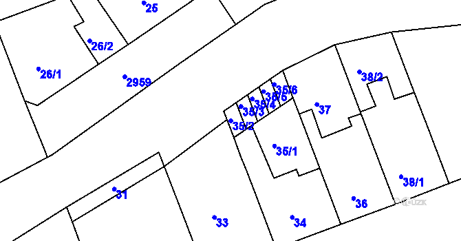 Parcela st. 35/2 v KÚ Nusle, Katastrální mapa