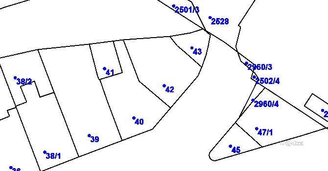 Parcela st. 42 v KÚ Nusle, Katastrální mapa