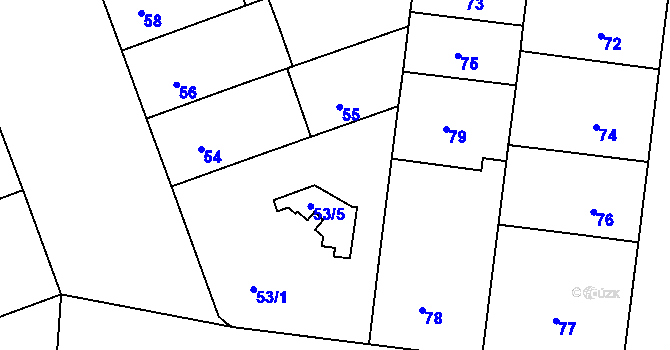 Parcela st. 53/3 v KÚ Nusle, Katastrální mapa