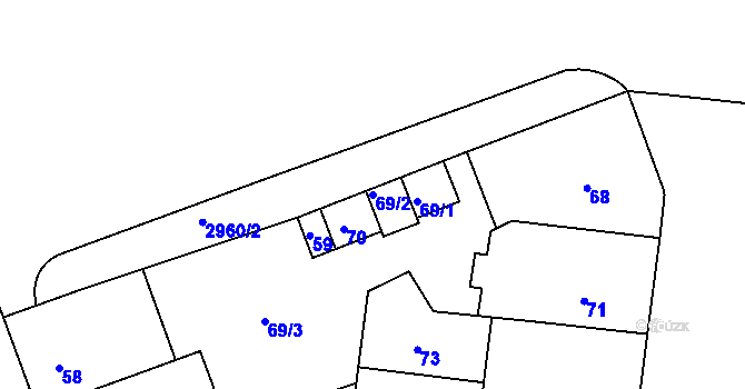 Parcela st. 69/2 v KÚ Nusle, Katastrální mapa