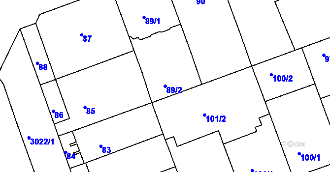 Parcela st. 89/2 v KÚ Nusle, Katastrální mapa