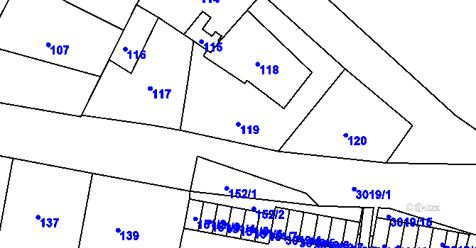 Parcela st. 119 v KÚ Nusle, Katastrální mapa