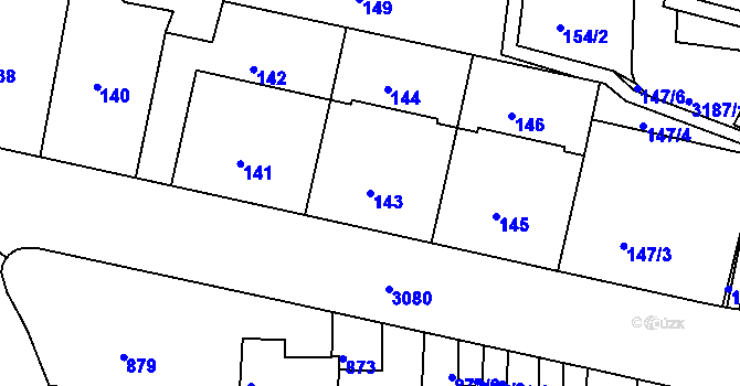 Parcela st. 143 v KÚ Nusle, Katastrální mapa