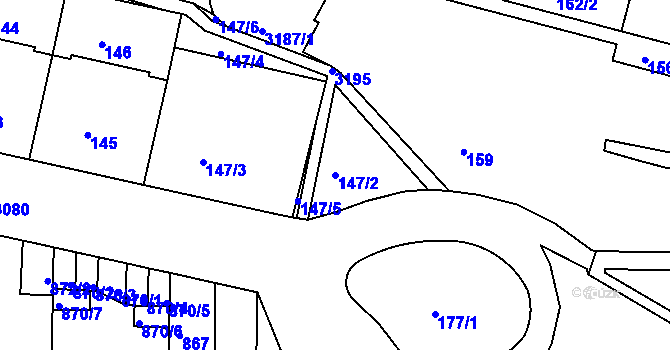 Parcela st. 147/2 v KÚ Nusle, Katastrální mapa