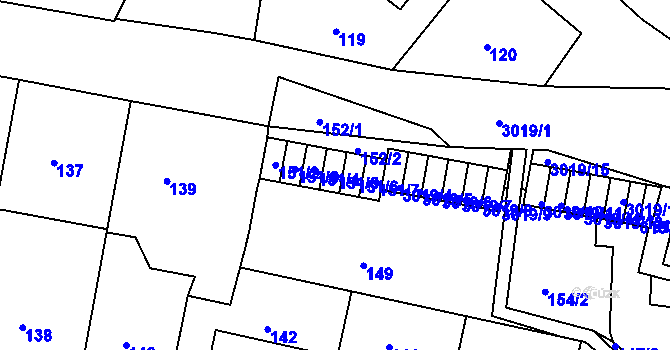 Parcela st. 151/5 v KÚ Nusle, Katastrální mapa