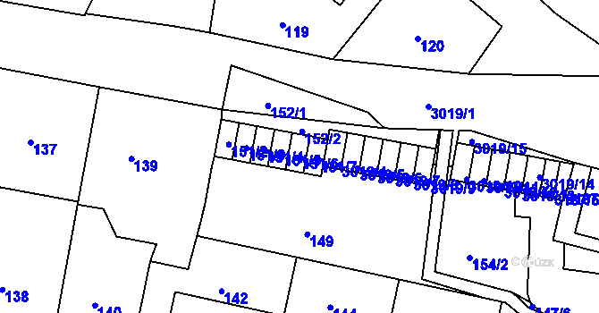 Parcela st. 151/6 v KÚ Nusle, Katastrální mapa