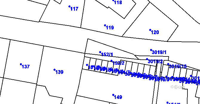 Parcela st. 152/1 v KÚ Nusle, Katastrální mapa