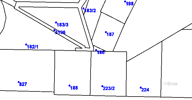 Parcela st. 186 v KÚ Nusle, Katastrální mapa