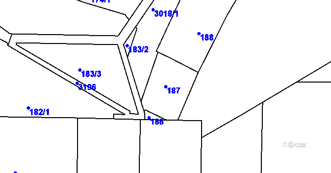 Parcela st. 187 v KÚ Nusle, Katastrální mapa