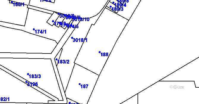 Parcela st. 188 v KÚ Nusle, Katastrální mapa