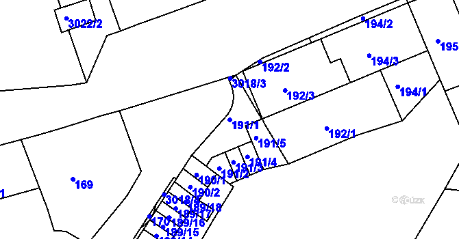Parcela st. 191/1 v KÚ Nusle, Katastrální mapa