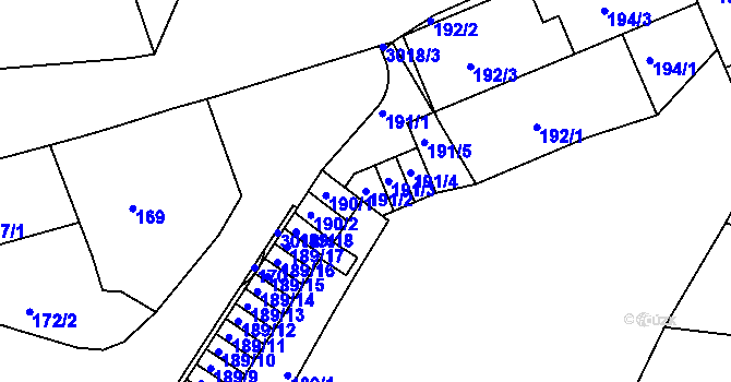 Parcela st. 191/2 v KÚ Nusle, Katastrální mapa