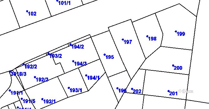Parcela st. 195 v KÚ Nusle, Katastrální mapa