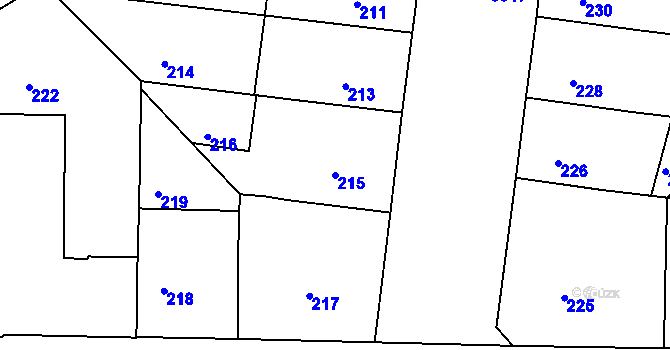 Parcela st. 215 v KÚ Nusle, Katastrální mapa